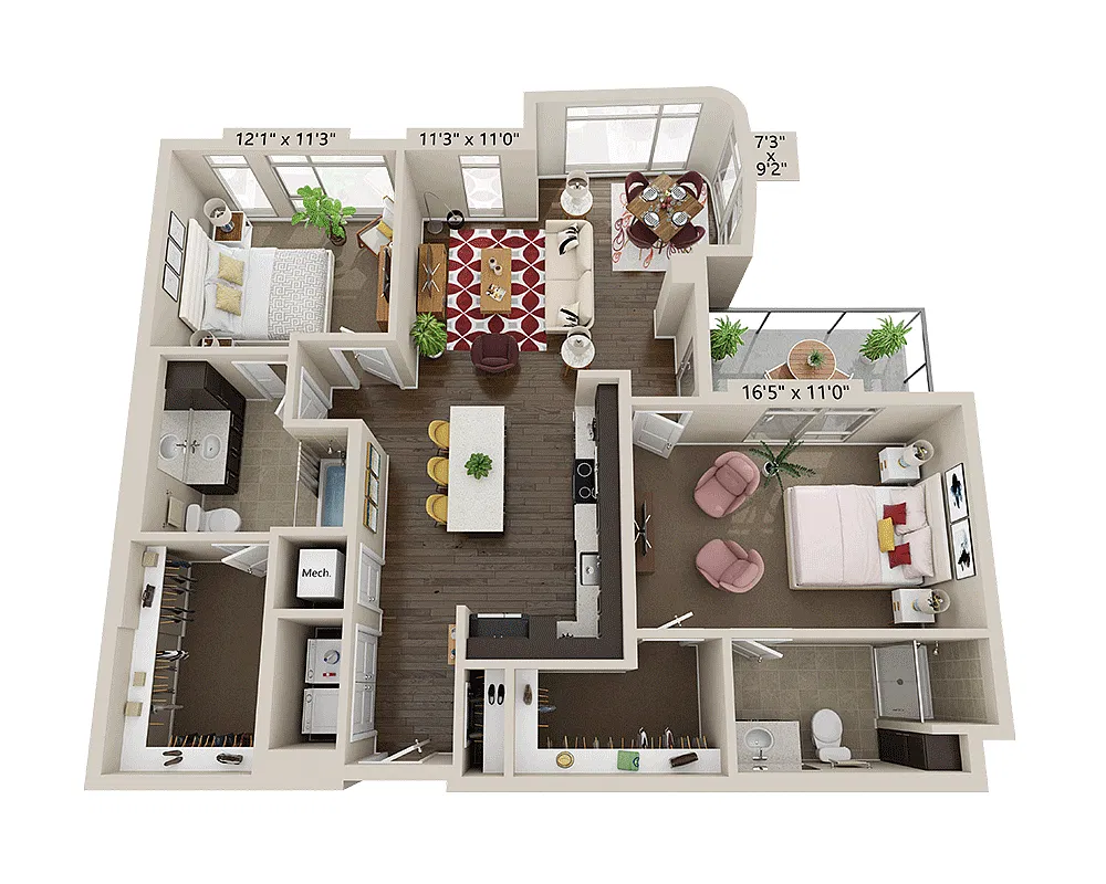 Floor plan Two Bedroom B2V
