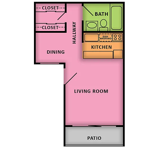 Floor plan Studio 1 Bath
