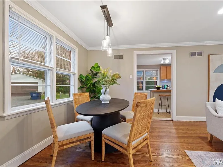Dining area off kitchen for easy entertaining.