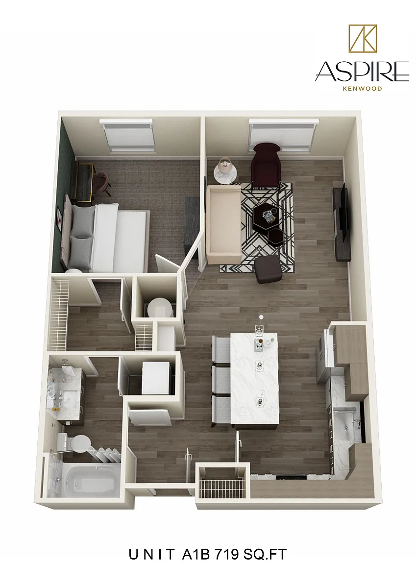 Floor plan One Bedroom- No Balcony
