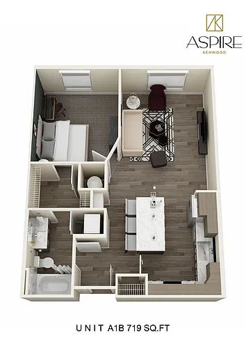 Floor plan One Bedroom- No Balcony
