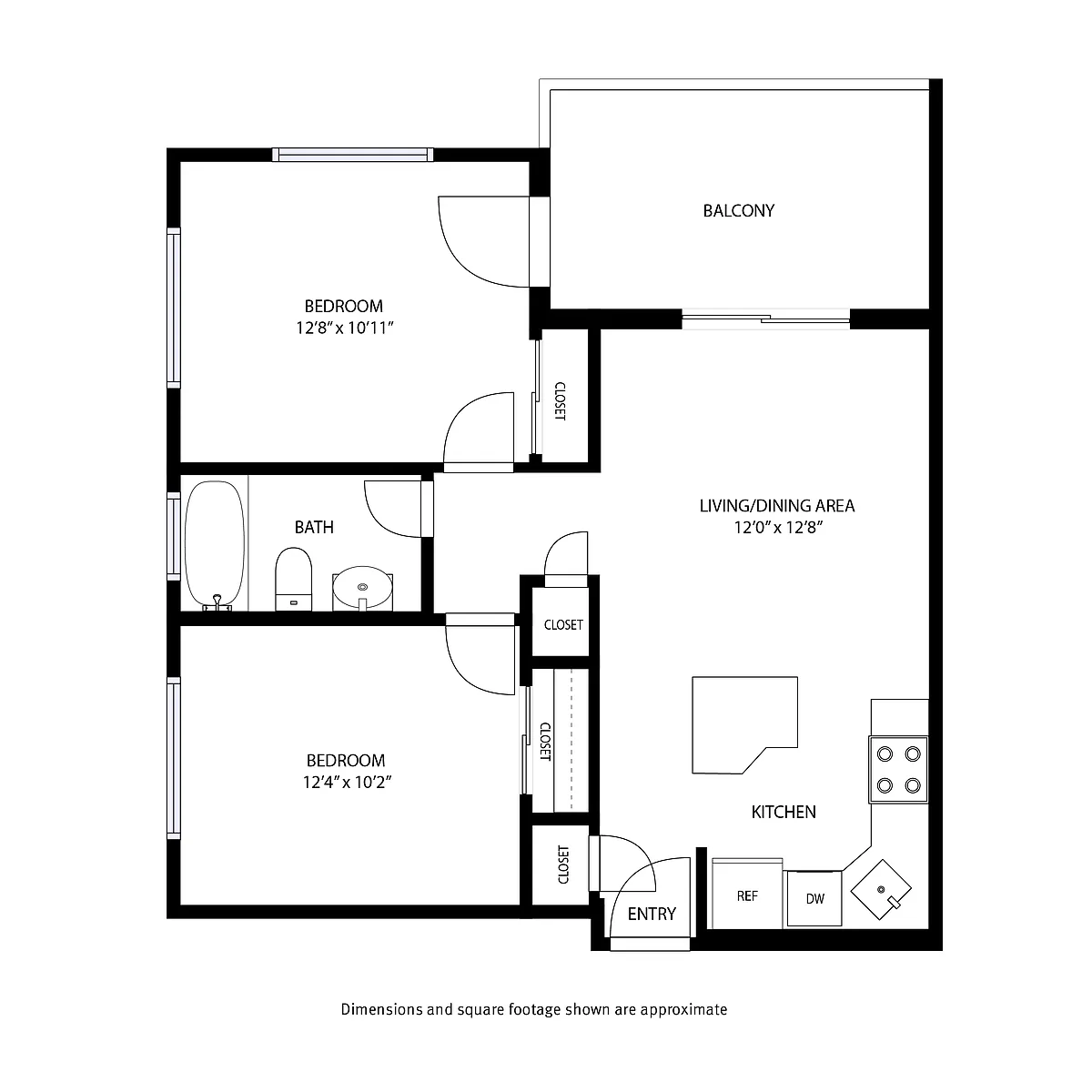 Floor plan 2 Beds and 1 Bath NY