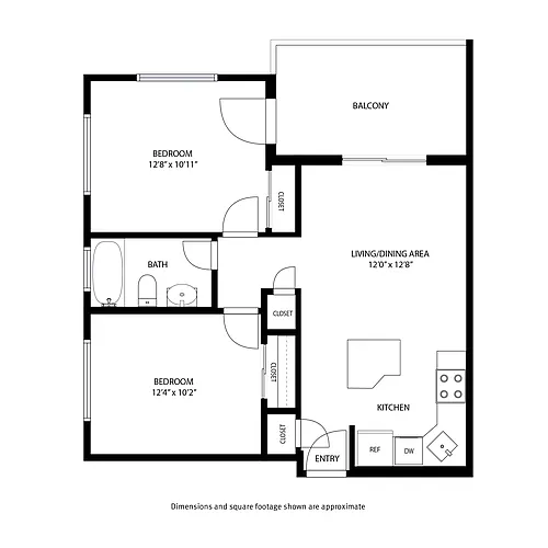 Floor plan 2 Beds and 1 Bath NY
