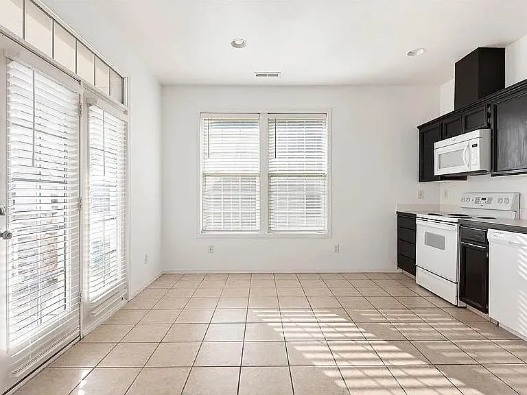 Kitchen with french doors onto front porch