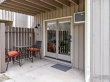 Double doors into unit on the patio