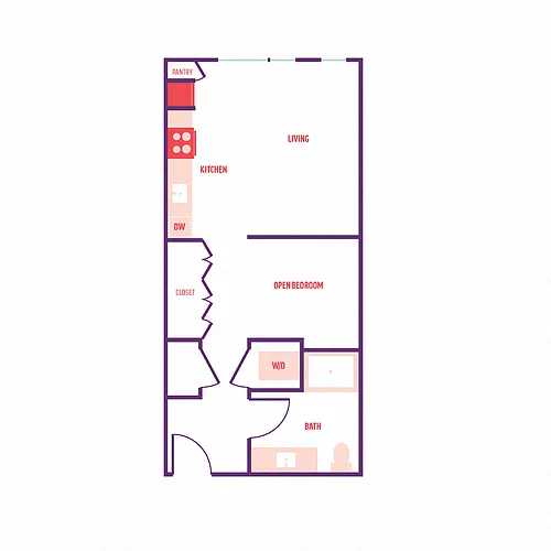 Floor plan Open One Bedroom A1