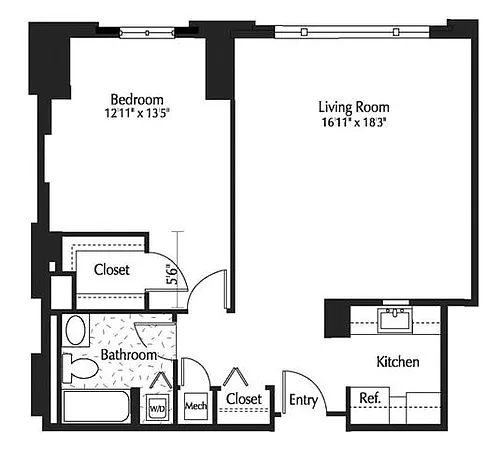 Floor plan 1Bed 1 Bath