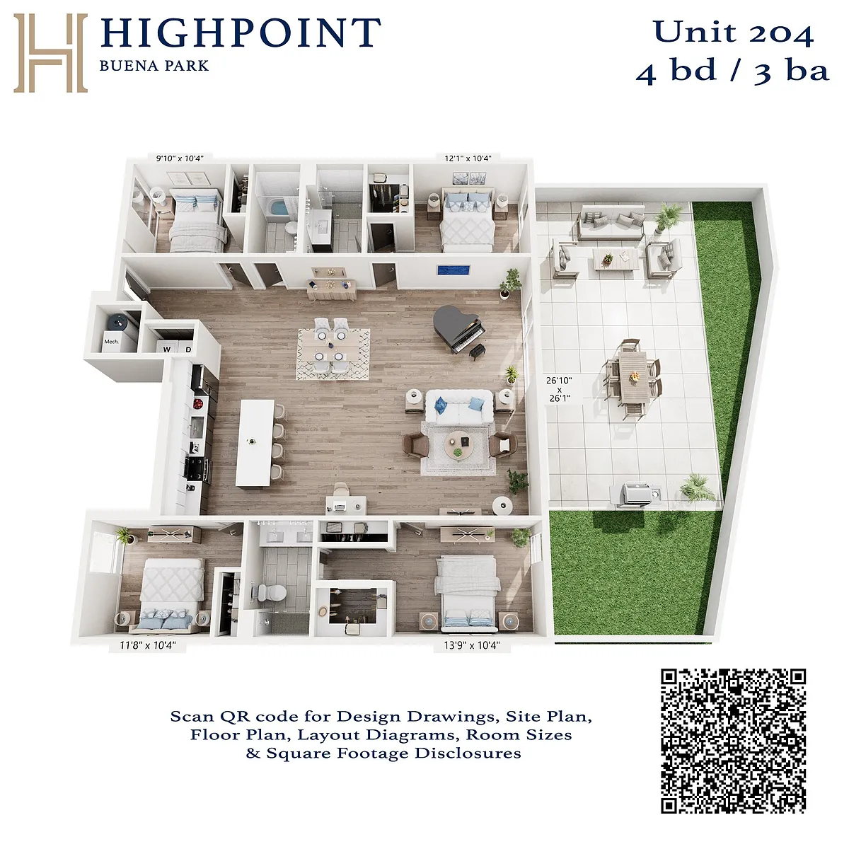 Floor plan 4 Bed 3 Bath