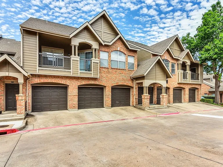 Attached garages with every apartment, building exterior