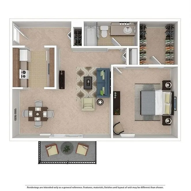 Floor plan 1 Bed Parkgate - with W/D
