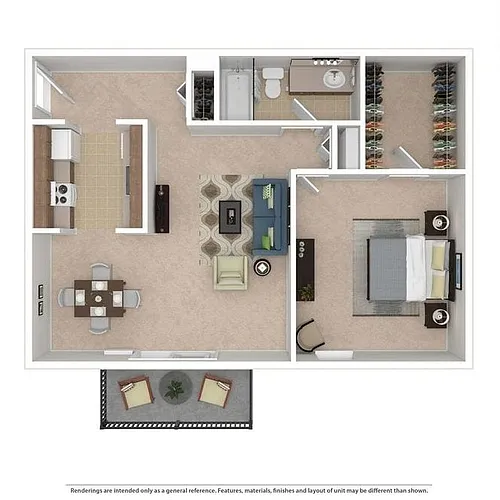 Floor plan 1 Bed Parkgate - with W/D