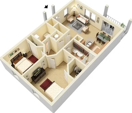 Malibu | 2 Bed 1 Bath | 934 sq ft | Alkire Glen Apartments in Columbus Malibu | 2 Bed 1 Bath | 934 sq ft | Alkire Glen Apartments in Columbus
