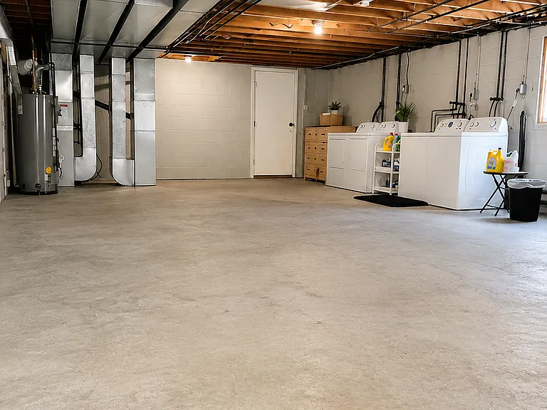 Full basement offering exceptional storage, full-size washer/dryer, and plenty of space