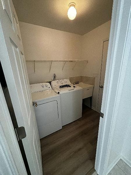 laundry with new washer dryer