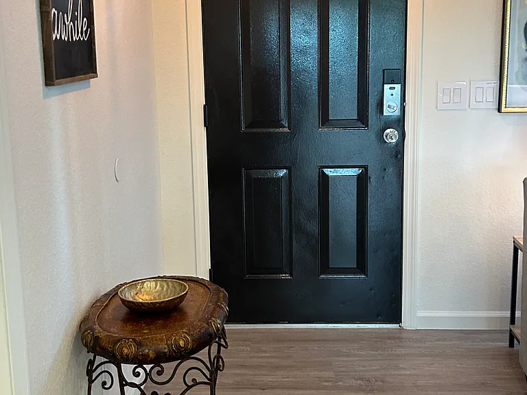 Front entryway with a catch all basket for your keys