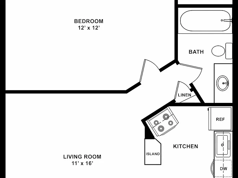 2D One-Bedroom Floor Plan 2D One-Bedroom Floor Plan