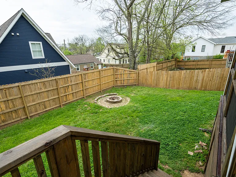 Fire pit in backyard.