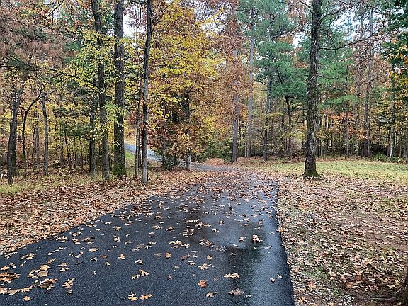 Private long paved driveway