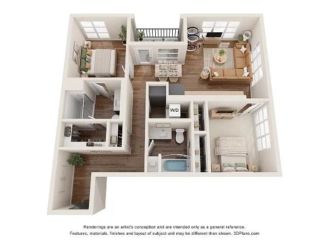 Floor plan 2 Bed - D2