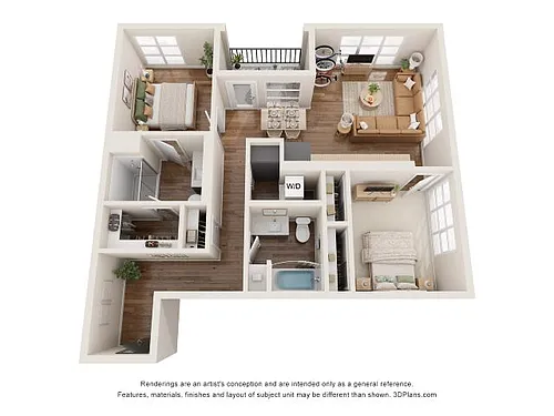 Floor plan 2 Bed - D2