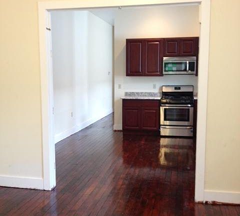 View from living room to kitchen
