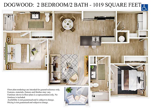 Floor plan 2 Bedroom 2 Bath ADA