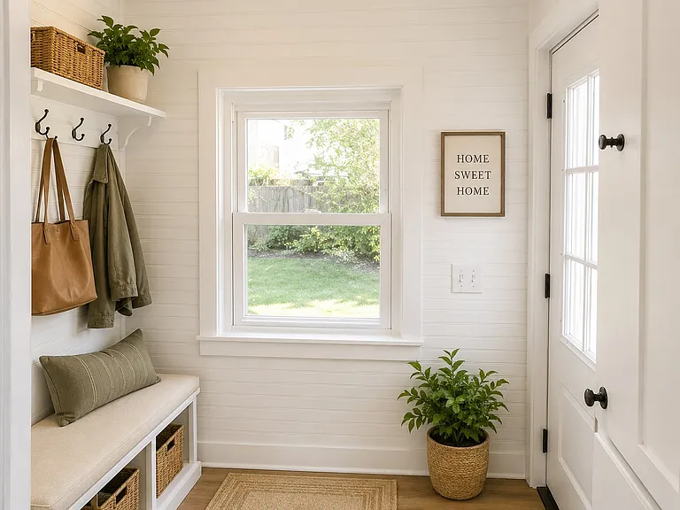 mudroom leading out to backyard