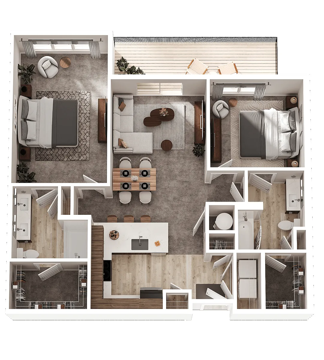 Floor plan 2 Bed 2 Bath (C2)