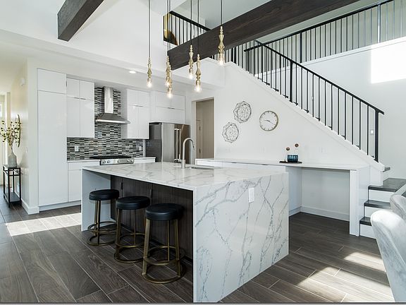 Gourmet Kitchens with Waterfall Countertop