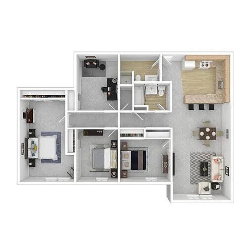 Floor plan 3 Bed 2 Bath Den