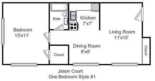 Floor plan Renovated One Bedroom