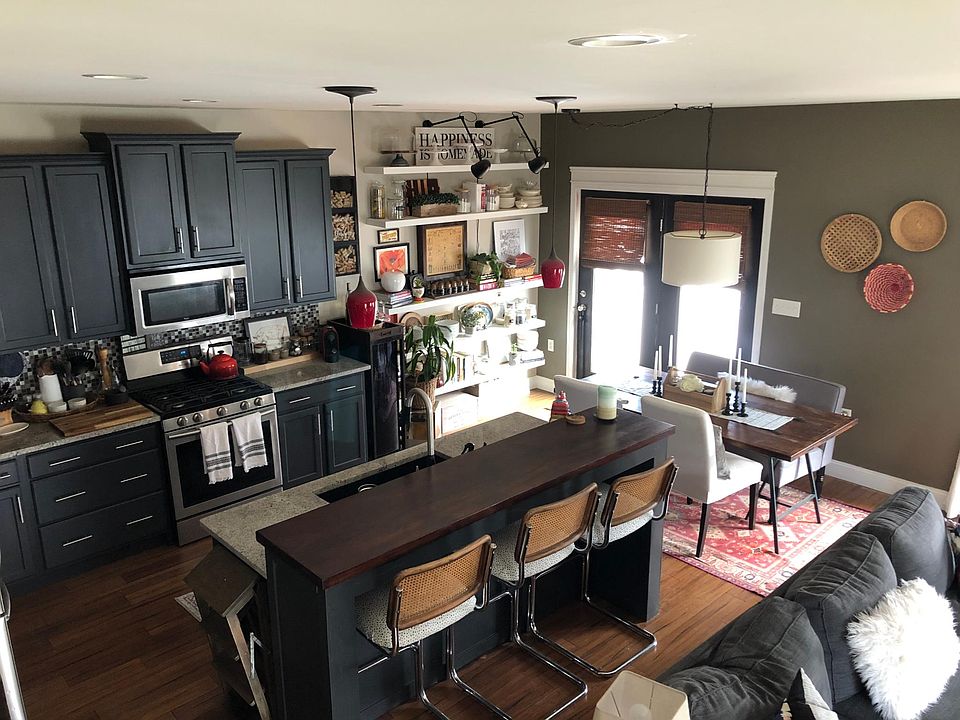 View of kitchen from stairs