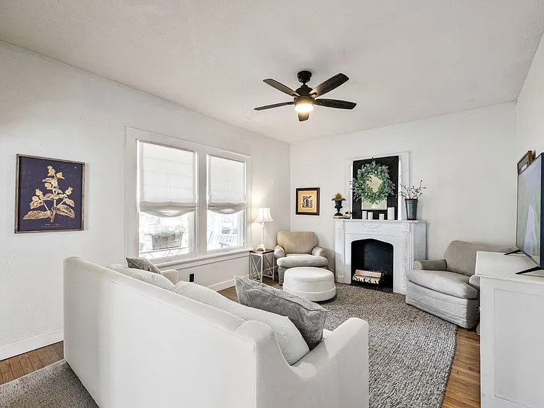 Gorgeous living room with smart tv for streaming games or moview