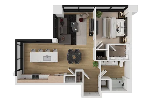 Floor plan 1 Bedroom Apartment