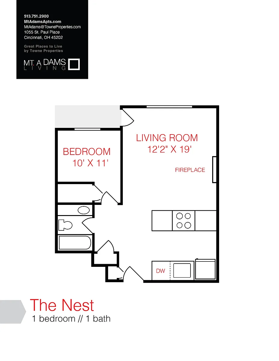 Floor plan The Nest - One Bedroom