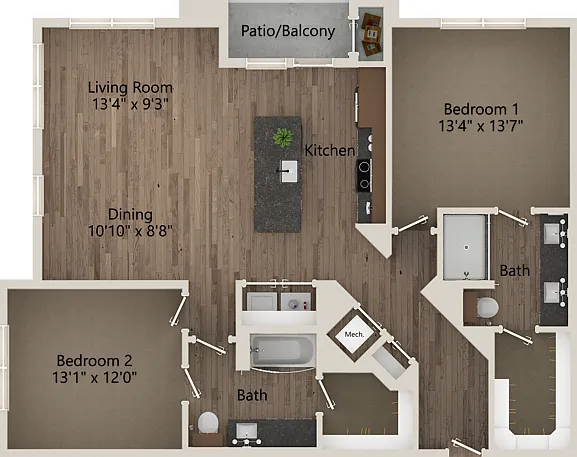 B2C 2 Bedroom 2 Bathoom 1276 sq ft B2C 2 Bedroom 2 Bathoom 1276 sq ft