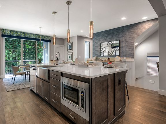 Big work island with in-cabinet microwave