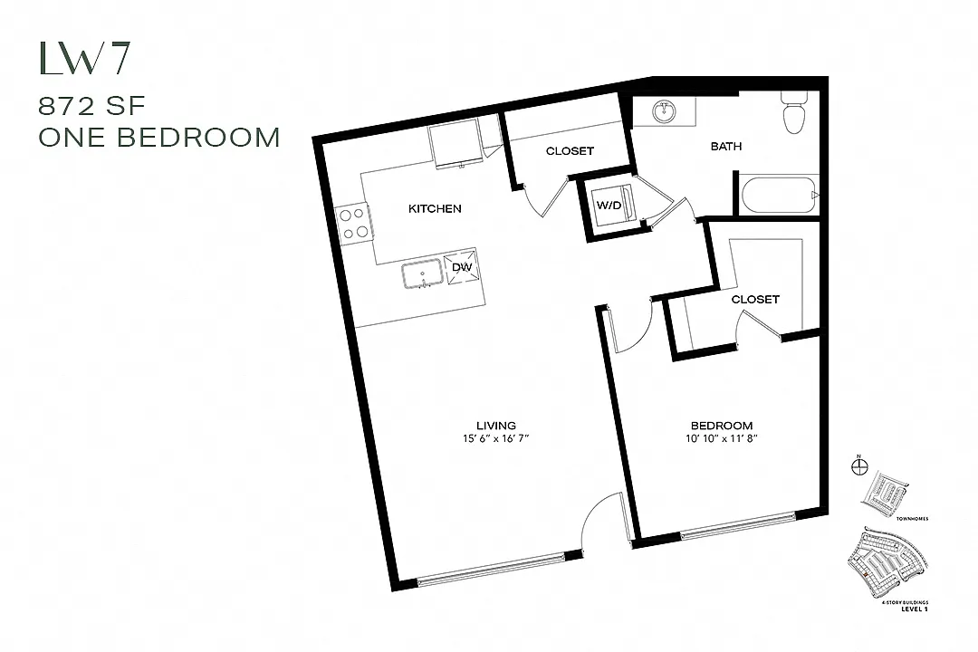 Floor plan One Bedroom Live Work LW7