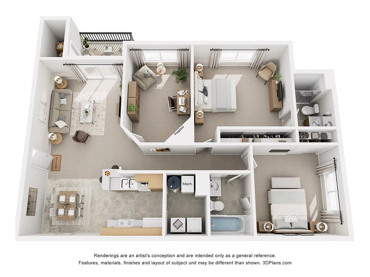 Floor plan 2B2B Den