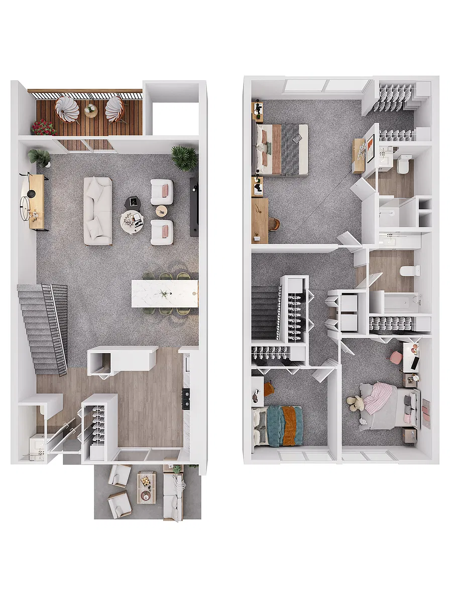 Floor plan 3 Bedroom Townhome 2 Level