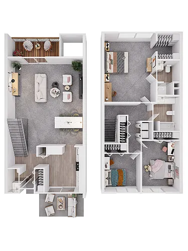 Floor plan 3 Bedroom Townhome 2 Level