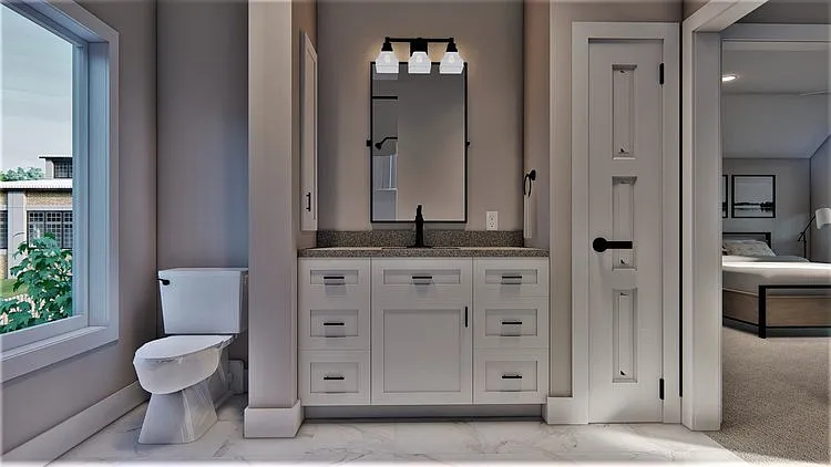 Guest bathroom rendering for Lyric Townhomes.