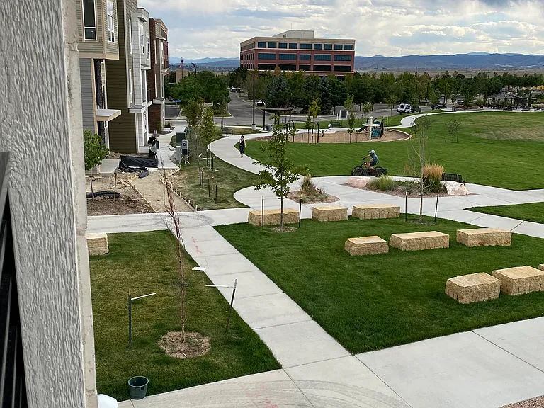 Front Door opens to a large park with 1/5 mile walking track.