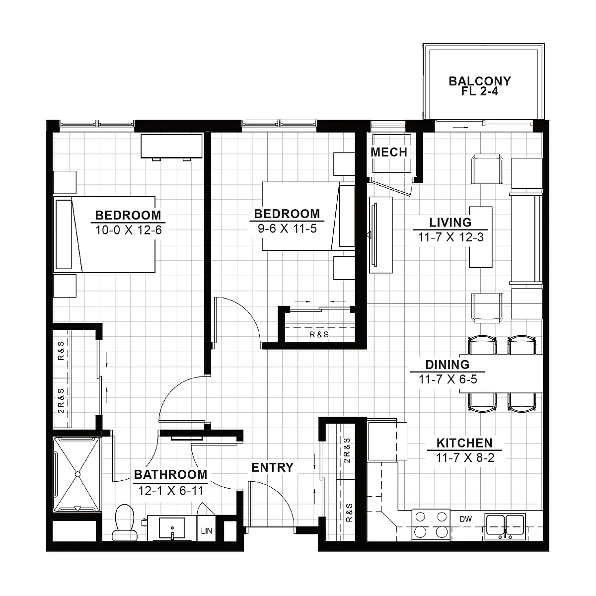 Floor plan 2 Bedroom (80)