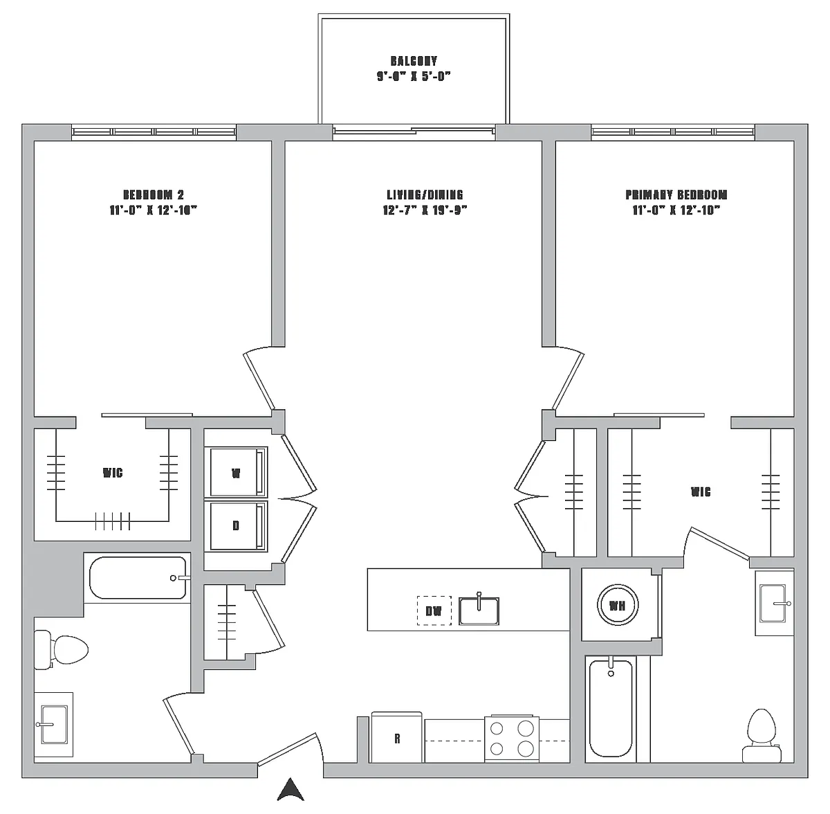 Floor plan 2 Bed-2 Bath-B3