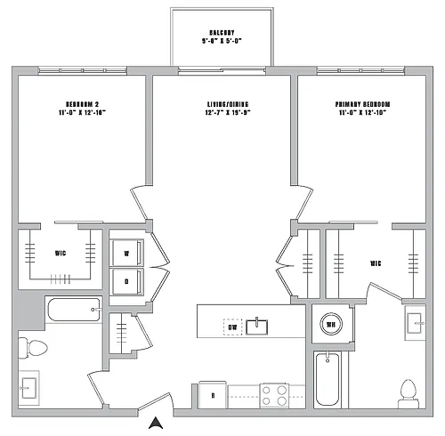 Floor plan 2 Bed-2 Bath-B3