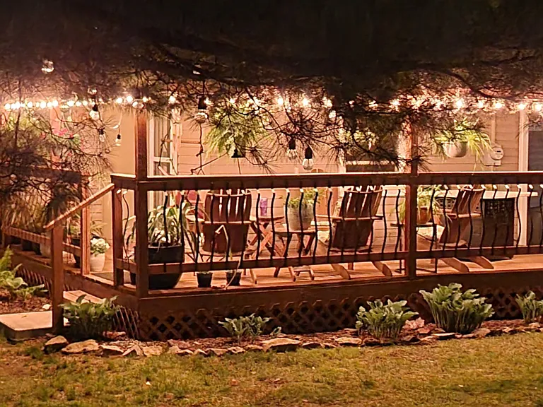 For the cooler seasons there is a fire table located on the deck with dual heater blowing heat under the table as well as above