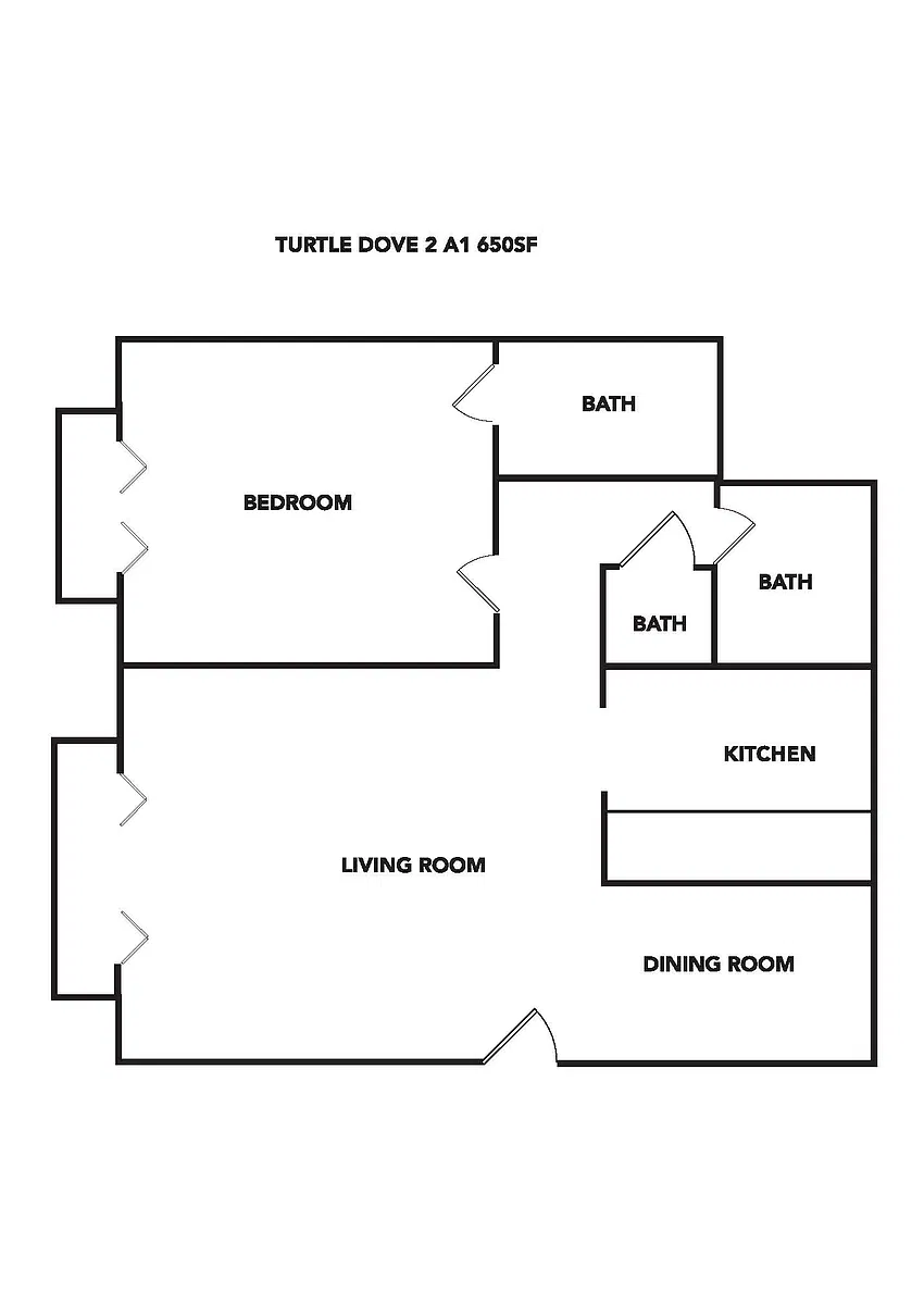 Floor plan A1 - 1 Bedroom 1 Bath