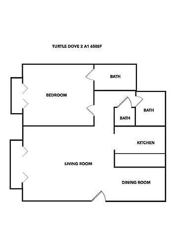 Floor plan A1 - 1 Bedroom 1 Bath