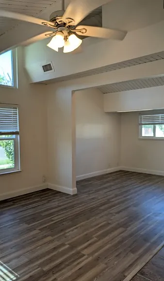 Ceiling fan and wall AC unit are included as an additional layer of cooling comfort in the summer, in addition to the central AC.